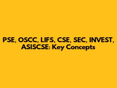 PSE, OSCC, LIFS, CSE, SEC, INVEST, ASISCSE: Key Concepts